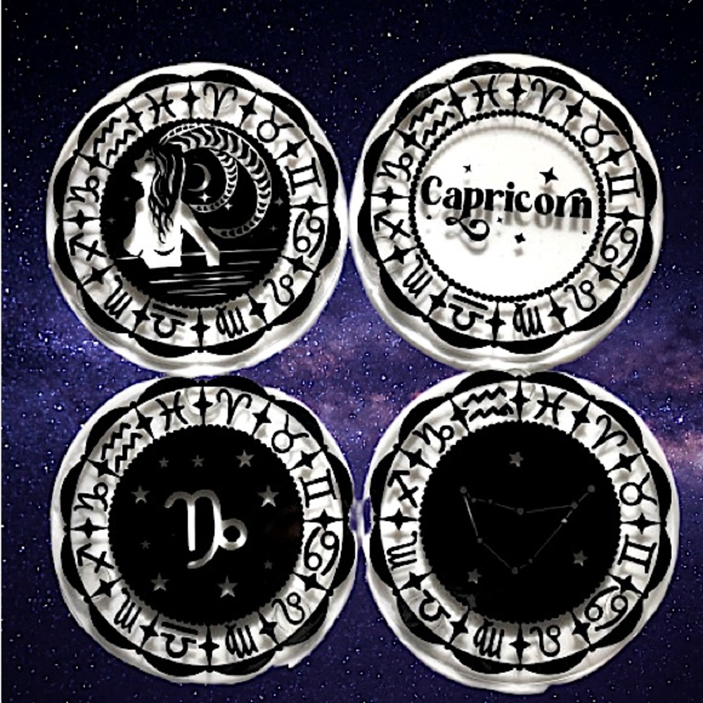 ✨Handmade✨ ♑️ Capricorn Zodiac Coasters Set of 4 - Picture 1 of 8